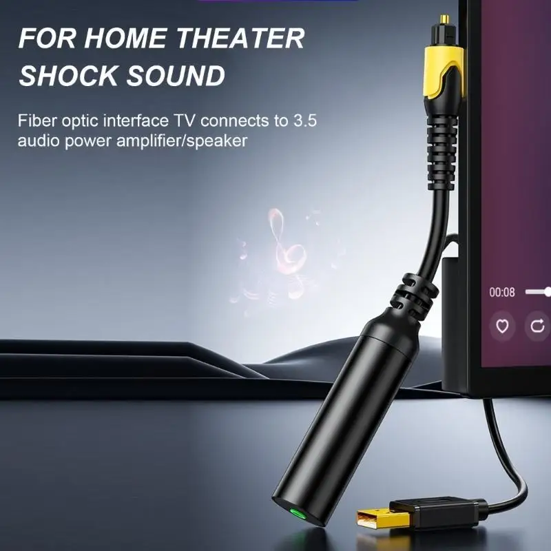 USB to SPDIF Optical Sound Adapter with 3.5mm Audio Port