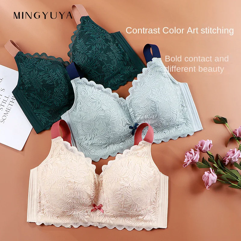 

Women's Large Size Underwear Large Boob Size Concealing Bra Thin Wireless Full Cup Bra Breast Holding D Cup plus size bra