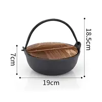 Nabe-Pot à Sukiyaki Shabu avec couvercle en bois, Marmite de camping, Marmite à Leurs oût, Souppot rond en fonte, Extérieur 6