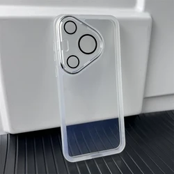 Premium Clear Acrylic Phone Case with Lens Protector Film - Sleek Original Back Cover for Huawei Pura 70 (Transparent White)