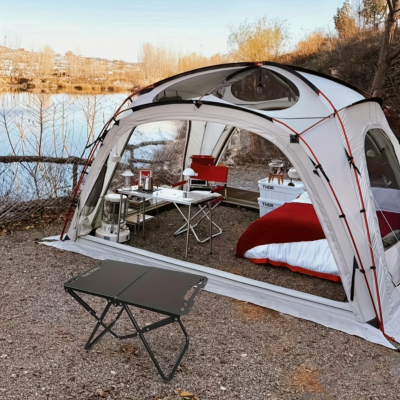 Lightweight Folding Picnic Table, Camping Folding Table for Practical Use Outdoors, Space-Saving Design, High Load Capacity