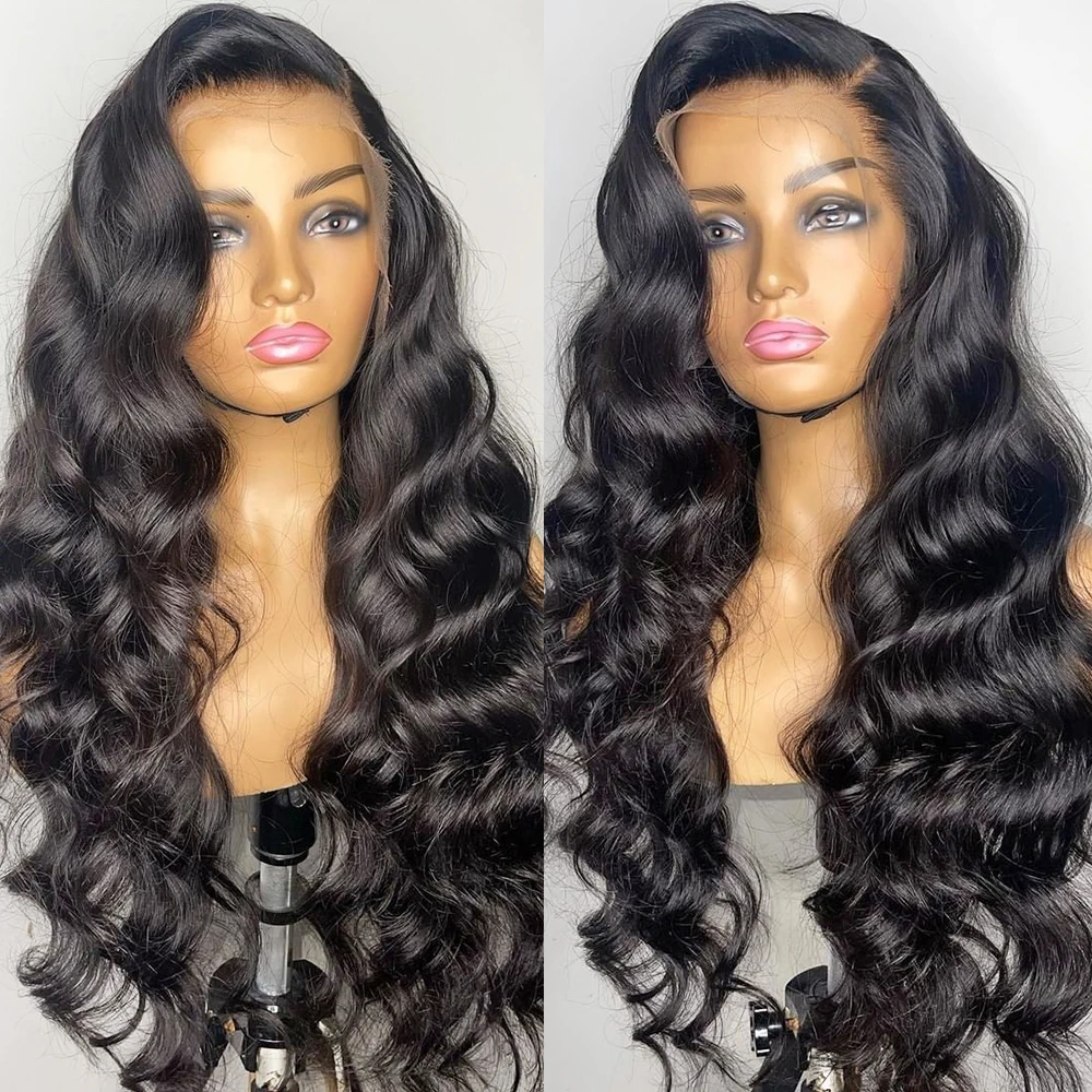 200 250 Density Human Hair Lace Frontal Wigs For Women Brazilian Body Wave 13x4 HD Lace Front Wig Human Hair Pre Plucked 30 Inch