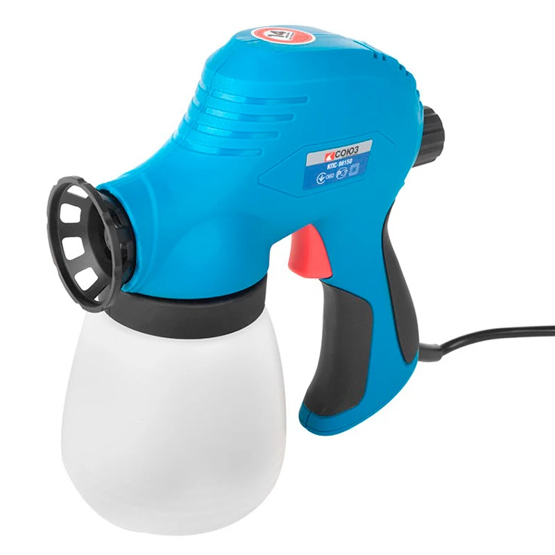 Распылитель электрический СОЮЗ КПС-96150 (Мощность 150 Вт, производительность 260 мл/мин, емкость бачка - 800 мл, регулировка скорости, вязкость краски 30 DIN)