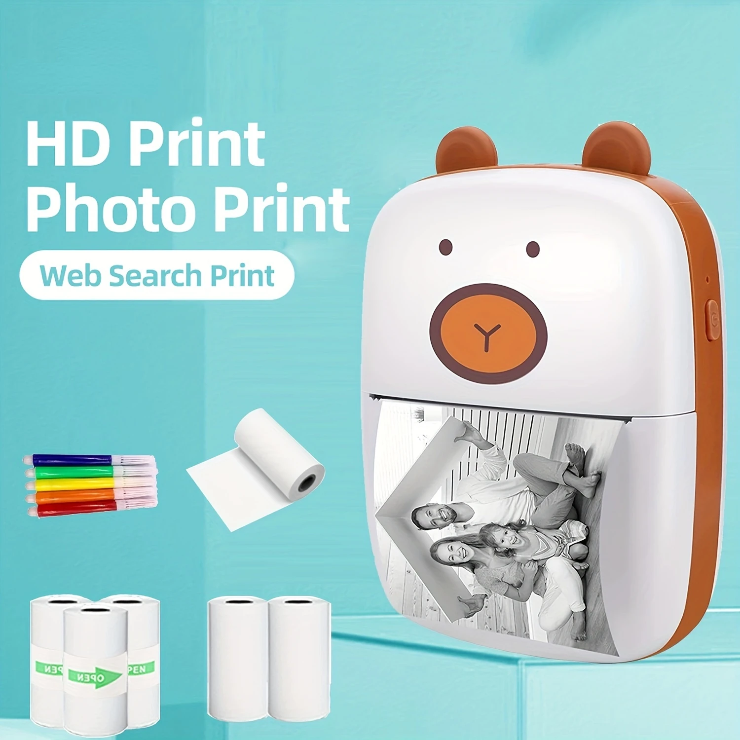Mini imprimante d'étiquettes portable en forme de chat, impression  thermique sans fil, papier photo, autocollant Prquinze, Android, IOS, 57mm