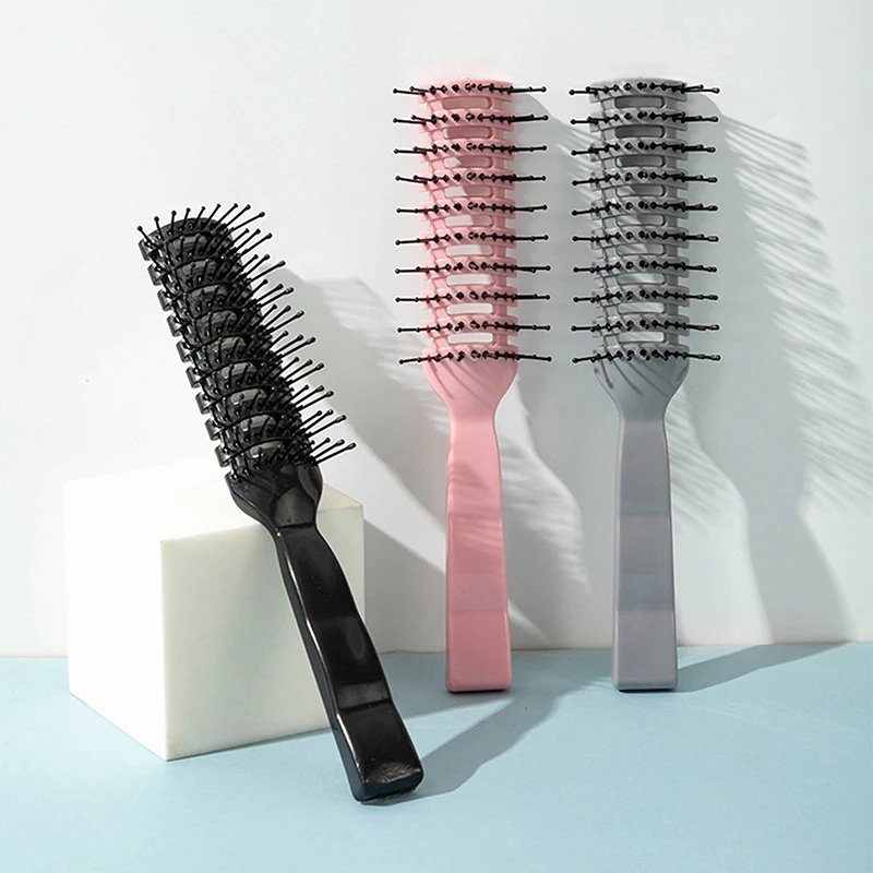 Men Plastic Vent Hair Brush Anti-static Comb Hairdressing Salon Barber Curly Hair Care Wig Styling Tool Comb Brush Massage Tool 2