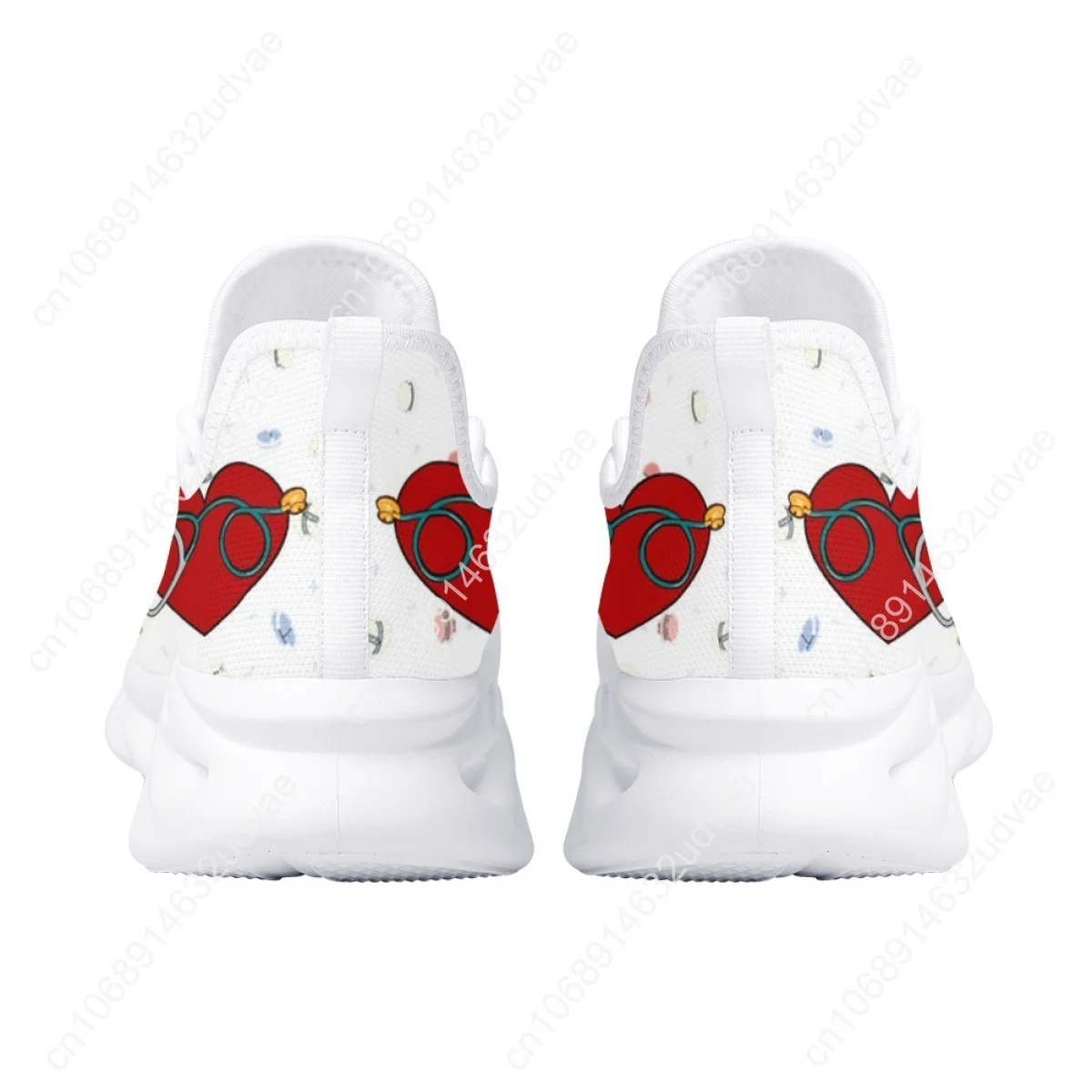 Brand Design Women Sneakers White Nursing Shoes Cute Cartoon Nurse Doctor Medical Print Light Lace-up Flats Footwear