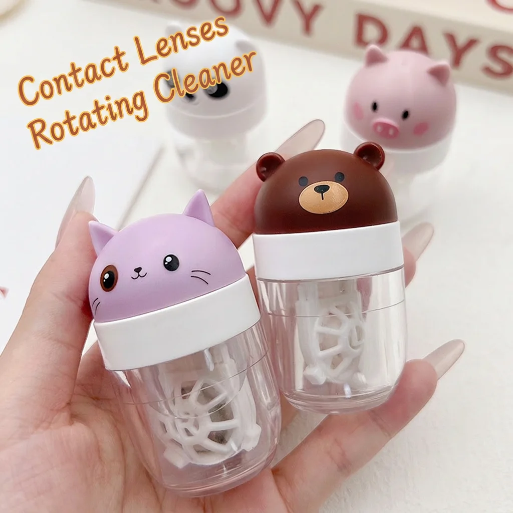 Portable Rotating Contact Lens Cleaner with Storage