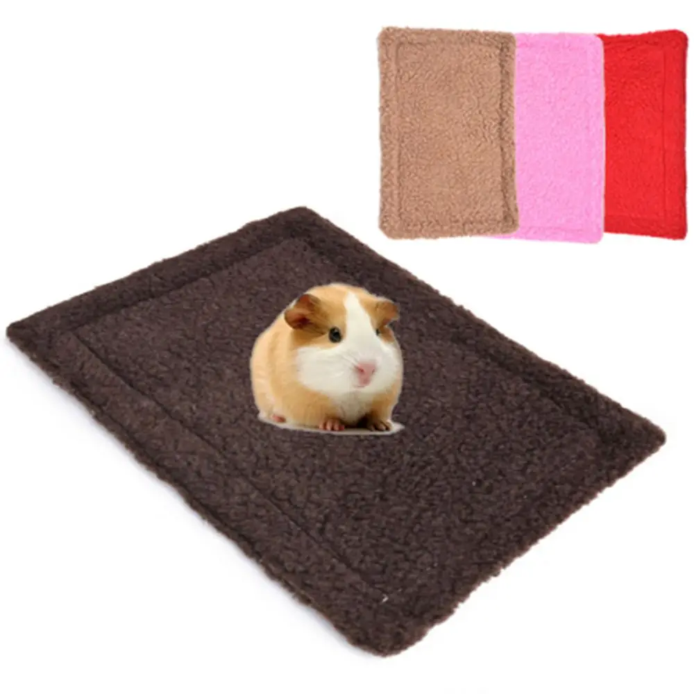 Double-sided Small Pet Warm Mat Plush Hamster Small Mat Guinea Pig Nest Easy To Carry Rectangular Rabbit Bed Cushion
