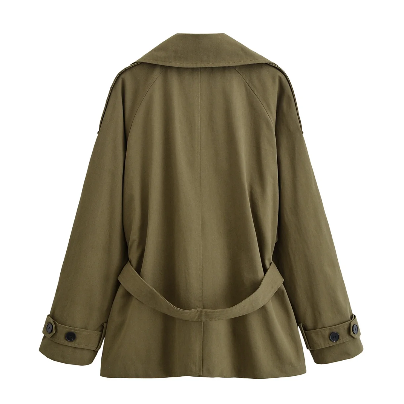 Women's Workwear Style Jacket Coat Long Sleeve Button With Belt Jacket Female Casual Autumn Winter High Street Short Trench Coat