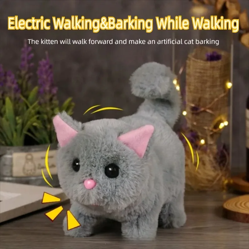 Simulated Robot Kitten Swinging Interactive Plush Toy Walking Makes You Happy Electric Pet Creative and Interesting Design