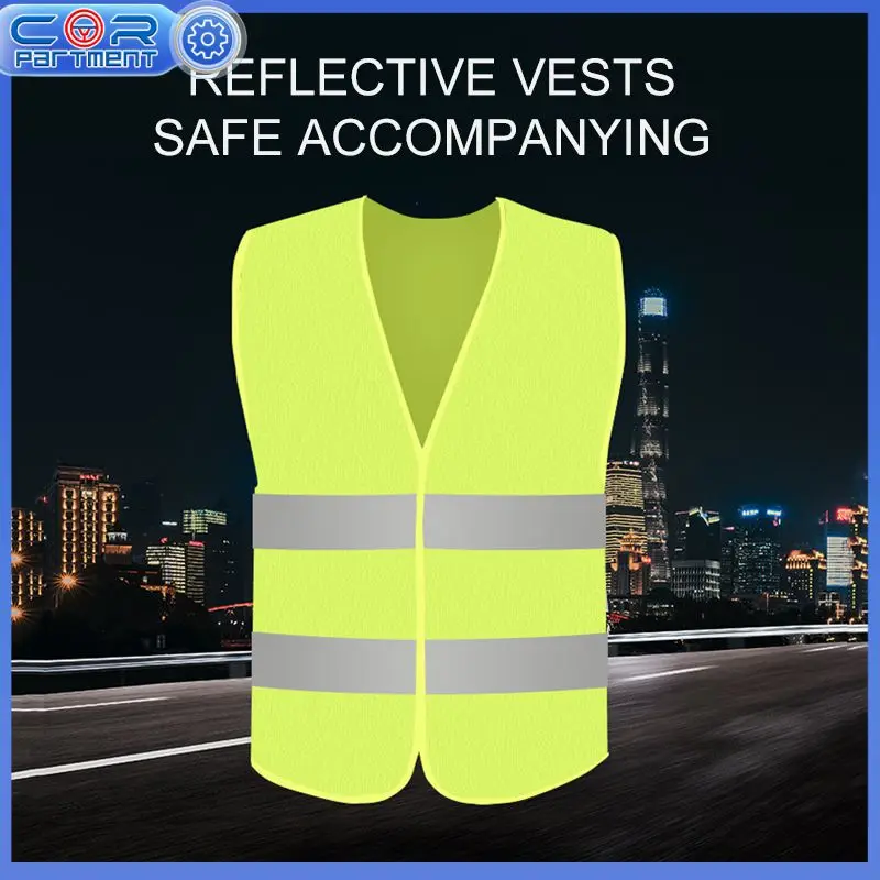 Car Reflective Safety Vest PVC Reflective Straps Fluorescent Yellow Mesh Working Emergency