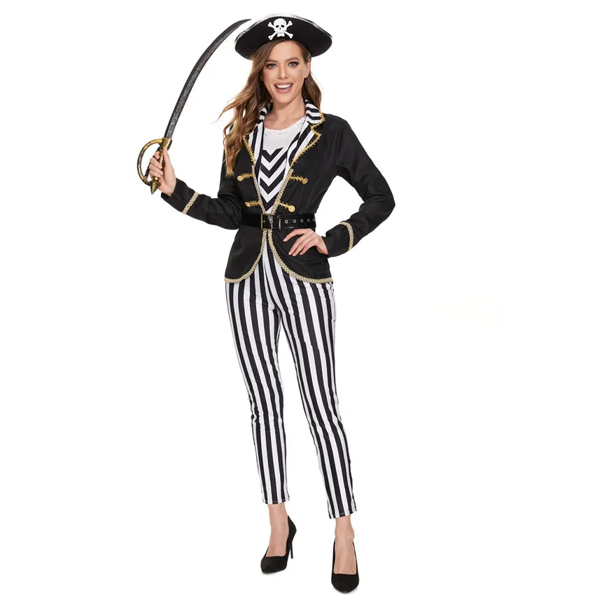

4Pcs/set Sexy Pirate Costume for Women Female Adult Halloween Carnival Party Cosplay Captain Jack Sparrow Costume Dress Suit Hat