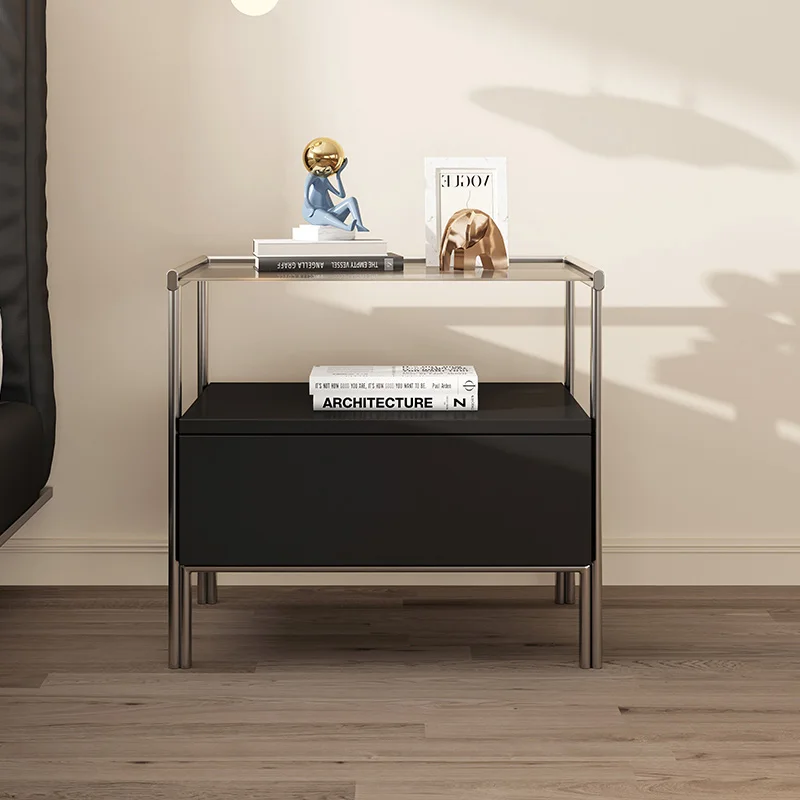 

Mid Century Vintage Nightstands Italian Minimalist Narrow Black Side Table Simple Aesthetic Makeup Kids Muebles Home Furniture