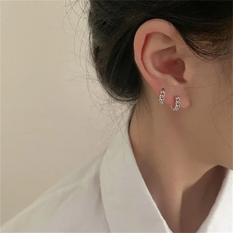 Fashion Gold Color Hoop Earring Asymmetry Charm Studs Earrings for Women Girl's Charm Party Jewelry Accessories