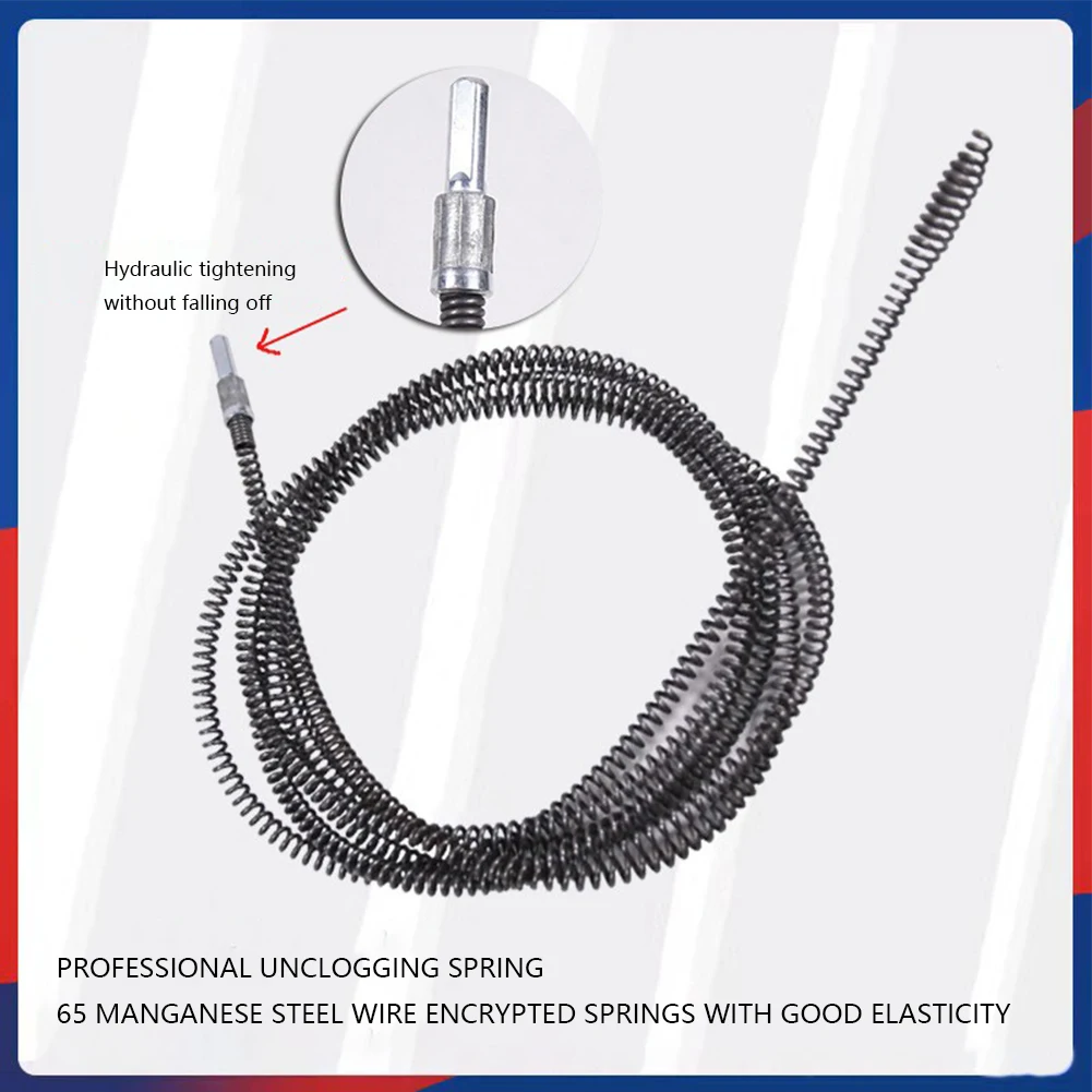 Sewer Unblocker 1-10M Bathroom Hair Sewer Sink Cleaning Snake Spring Pipe Dredging