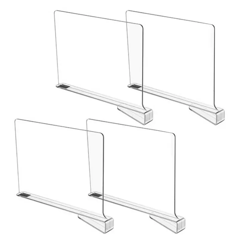 

Органайзер для хранения шкафа, прозрачный разделитель для полотенец, одежды, 4 шт., прозрачный акриловый Регулируемый разделитель полки, деревянные полки, шкаф для хранения