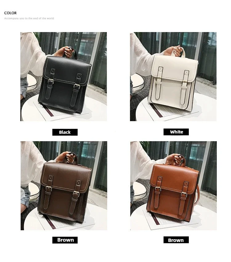 Vintage Backpack Female Pu Leather Bag Women's Backpack Fashion School Bag for Girls High Quality Leisure Shoulder Bag Sac A Dos