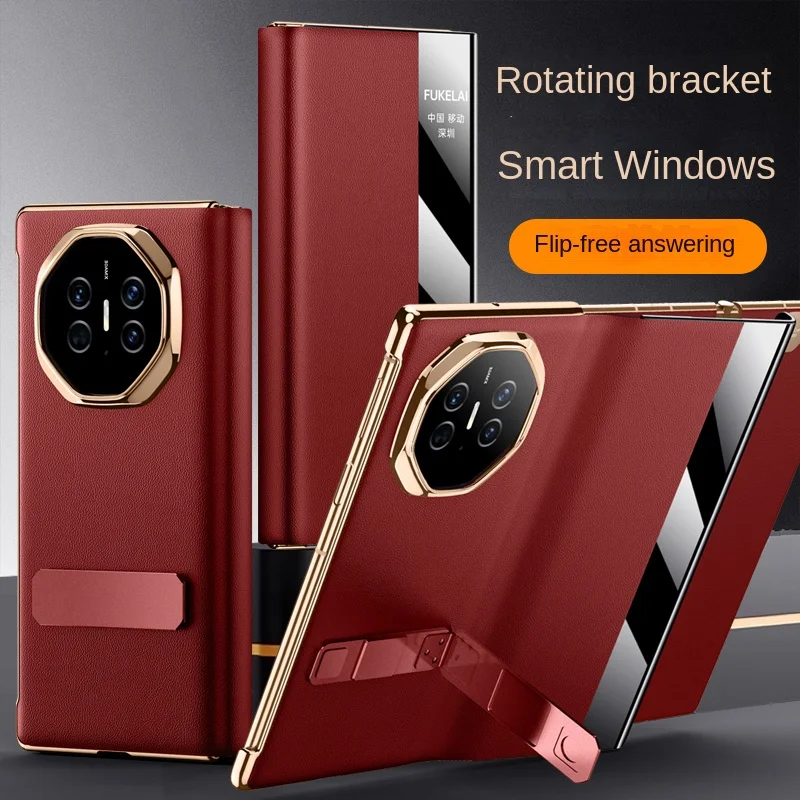 Premium Metal Lens All-Inclusive Smart Plating Frame with Foldable Stand and Anti-Fingerprint Leather Protection
