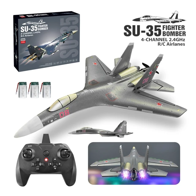 R/C Aircraft SU-35 Stunt Plane Flip Fighter Bombers Glider Easy Flyers Remote Control Toy for Kids Boy Adult 5