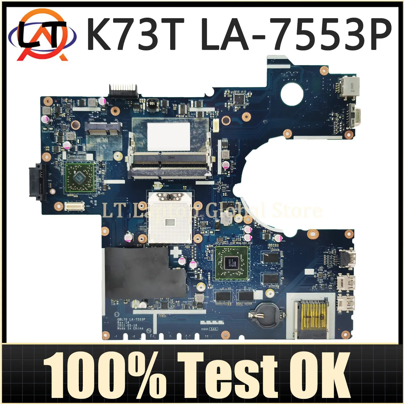 K73T для ASUS K73T K73TA X73T K73TK R73T QBL70 LA-7553P HD7670M материнская плата для ноутбука 100% ТЕСТ ОК