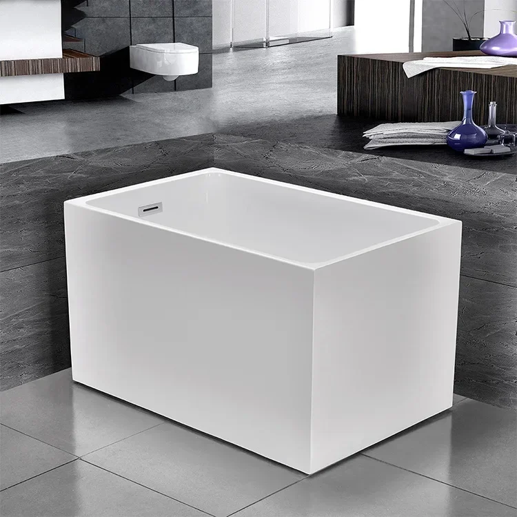 White Acrylic Freestanding Baby Bathtubs, Solid Square Surface, Cheap, Hot Sell 2