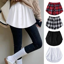 2022 Shirt Extenders Women Fake Shirt Tail Irregular Skirt Blouse Tail Hem Soft Cotton Detachable Underskirt Sweater Hemline