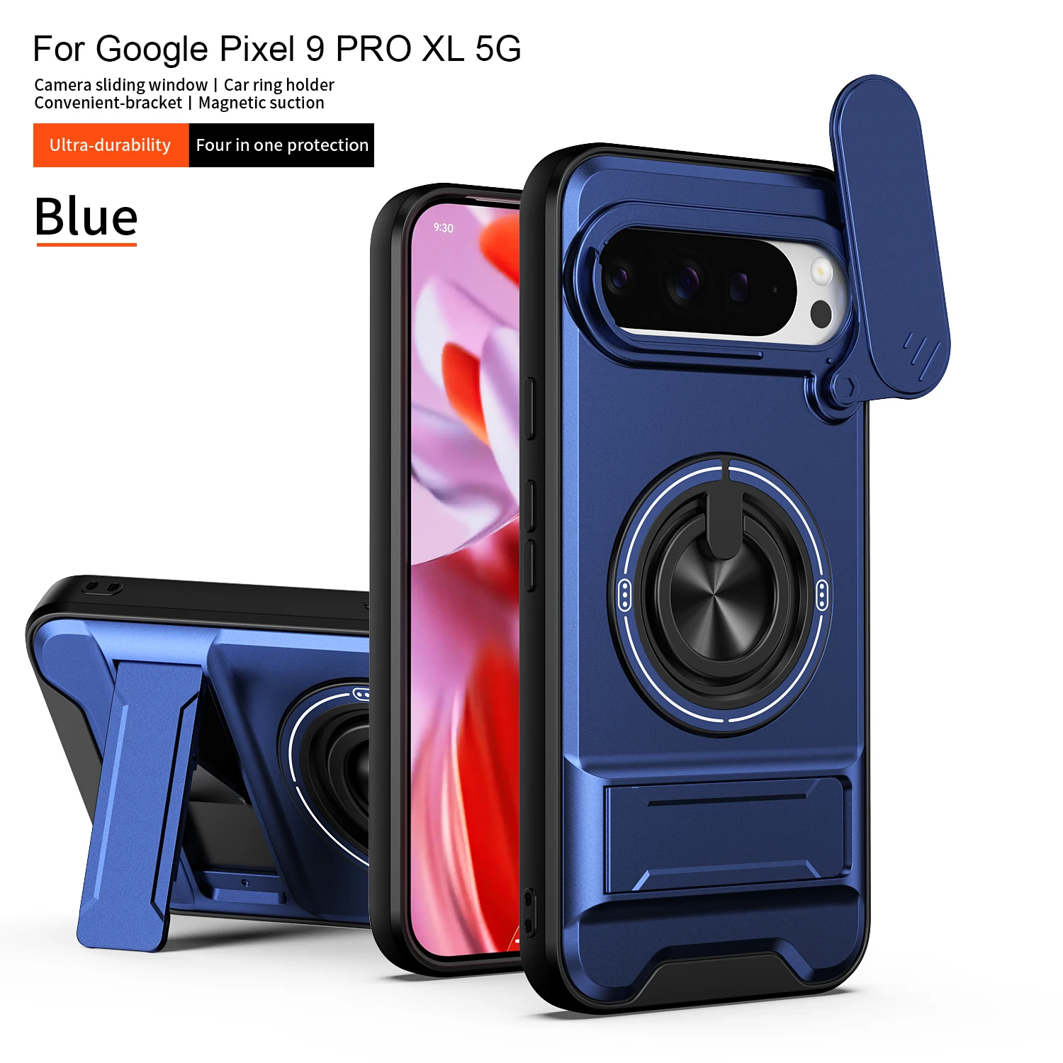 Magnetic Stand Shockproof Armor Phone Case with Slide Camera Protector