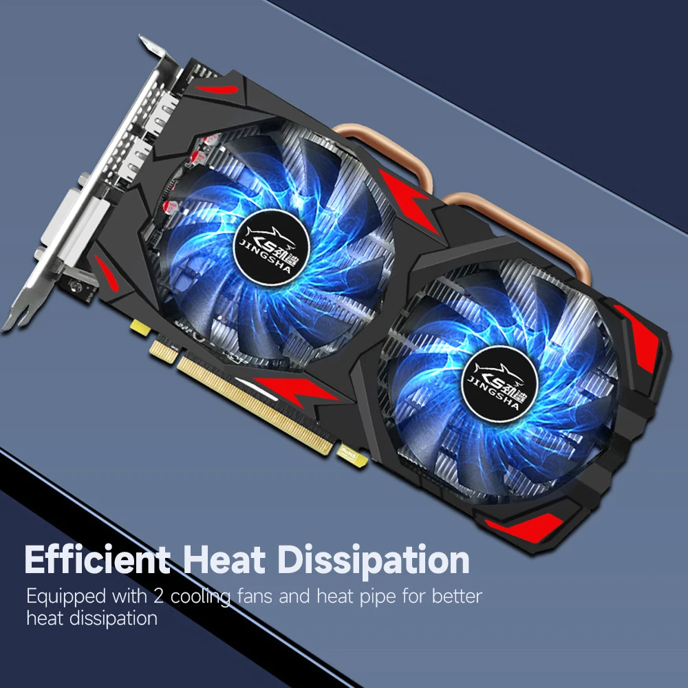 JINGSHA RX580 Gaming Graphics Card 8GB/GDDR5/256bit Memory 1257/1340MHz Core Frequency 2 Cooling Fans Design 3*DP+HD+DVI Ports graphics card for gaming pc