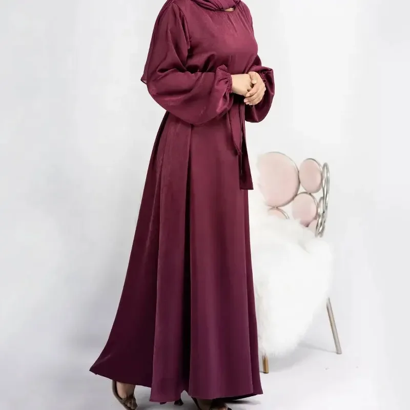 Ramadan Satin Abaya Closed Hijab Dress Turkey Muslim Plain Basic Abayas for Women Dubai Long Dresses Islamic Clothes Kaftan Robe