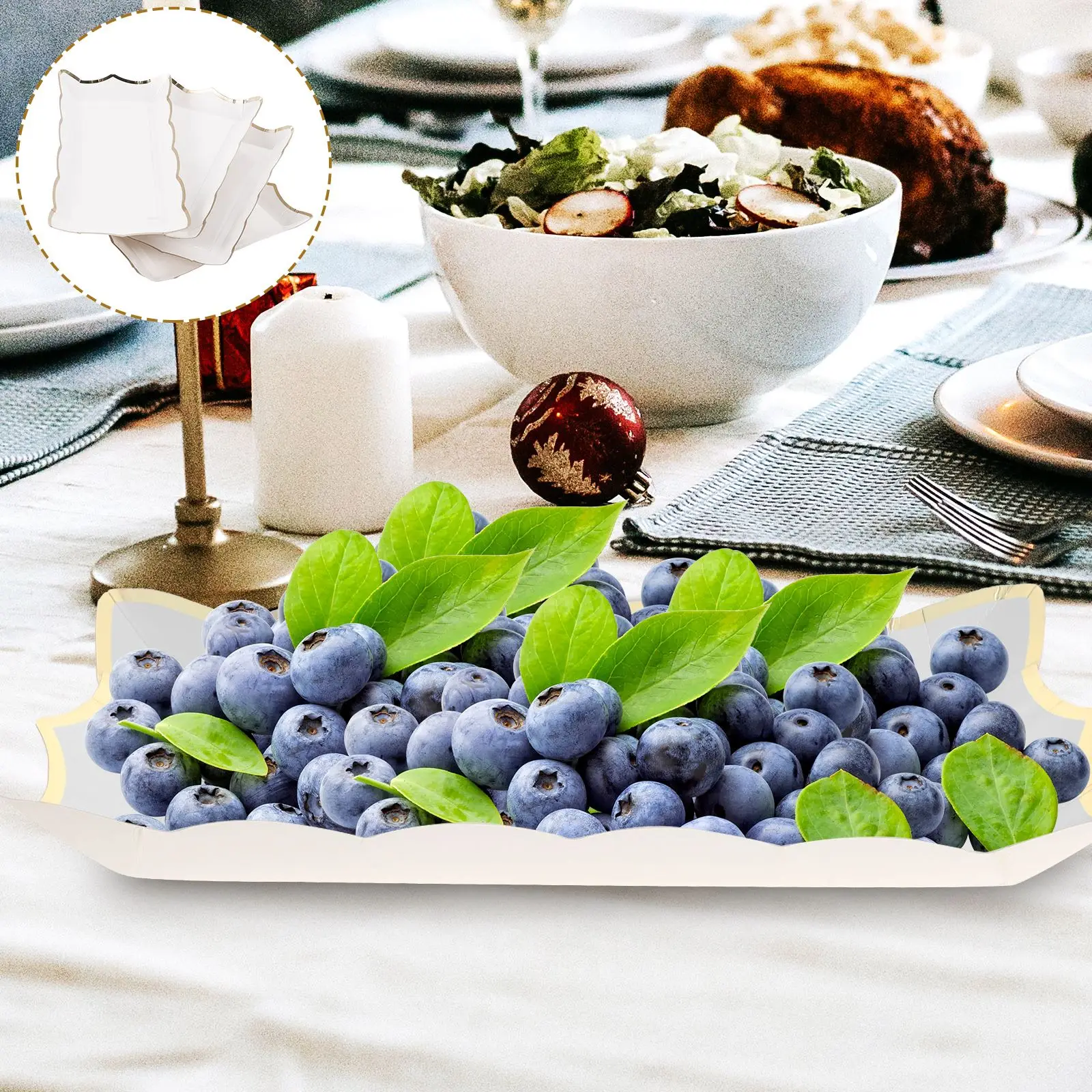 4pcs Rectangle Cardboard Serving Platters Dessert Trays Disposable Serving Trays and Platters Fruit Trays for Parties 6