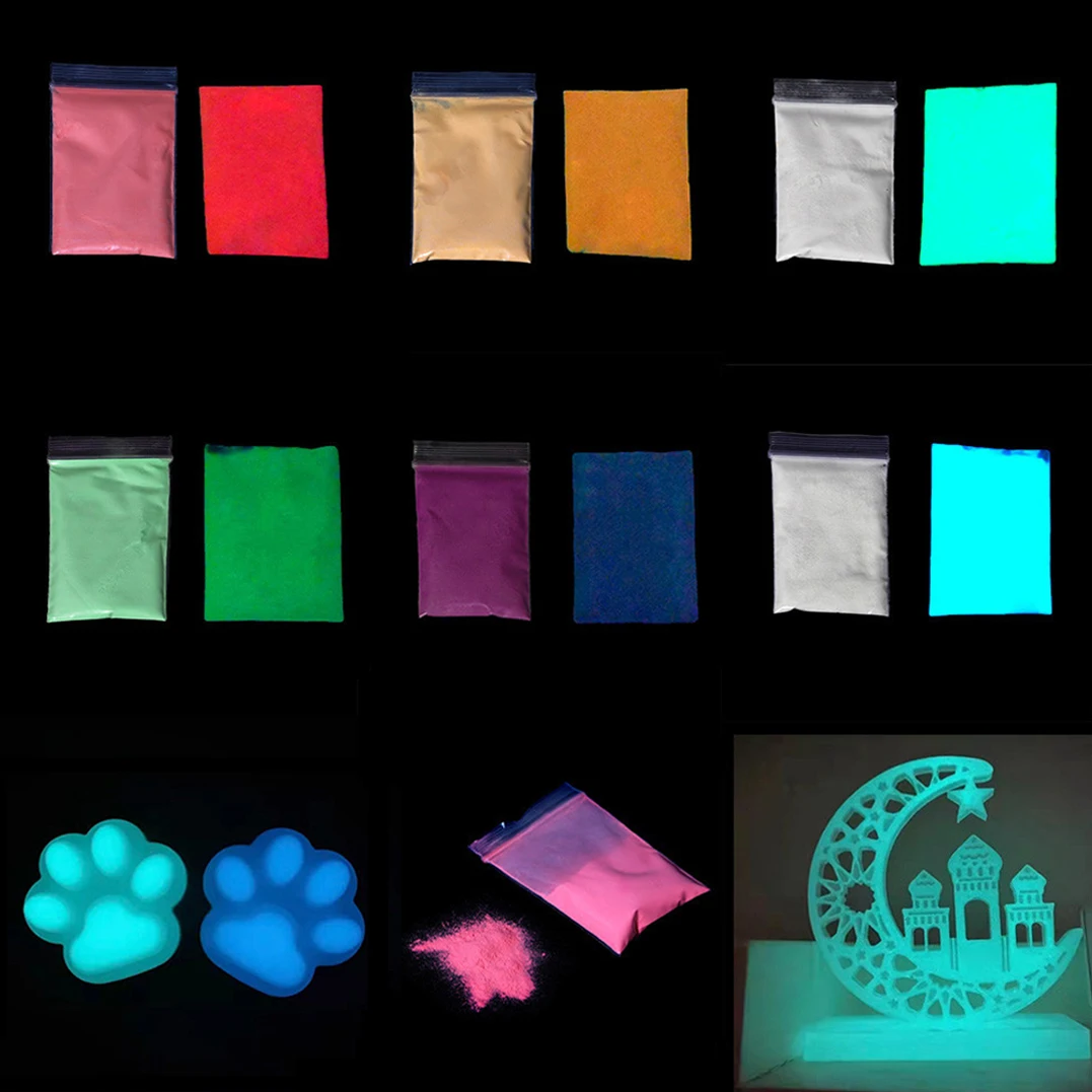 

10g/20g/Lot Luminous Powder Sandstone Phosphor Glitter Pigment Long-Lasting Glow Epoxy Resin Filler for DIY Resin Mold Filling