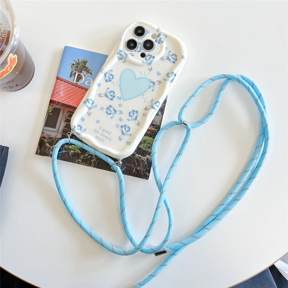 Graffiti Lanyard Shockproof Phone Case with Silicone Neck Cord and Crossbody Strap