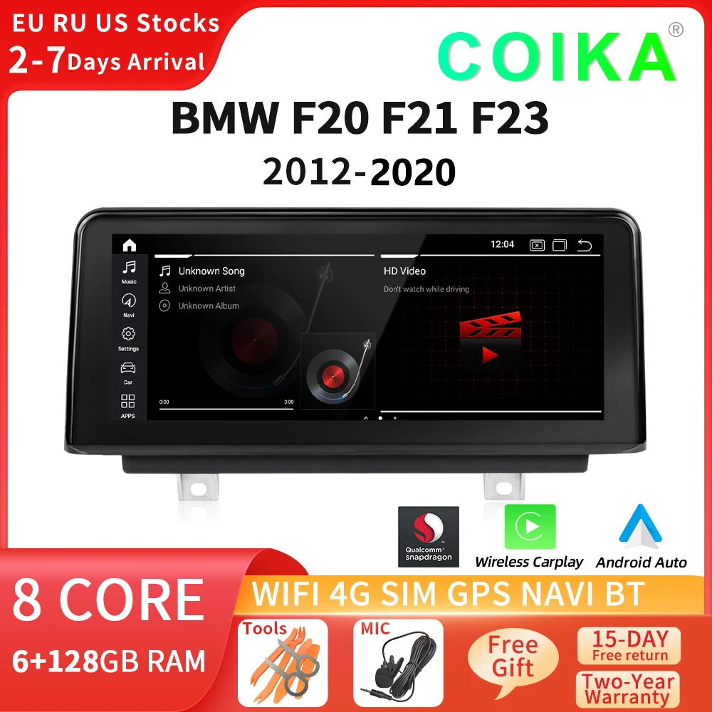 

Автомобильный мультимедийный плеер COIKA Android 12 для BMW F20 F21 F23 2012-2020 WIFI 4G SIM DSP Carplay GPS Navi Screen DSP Audio