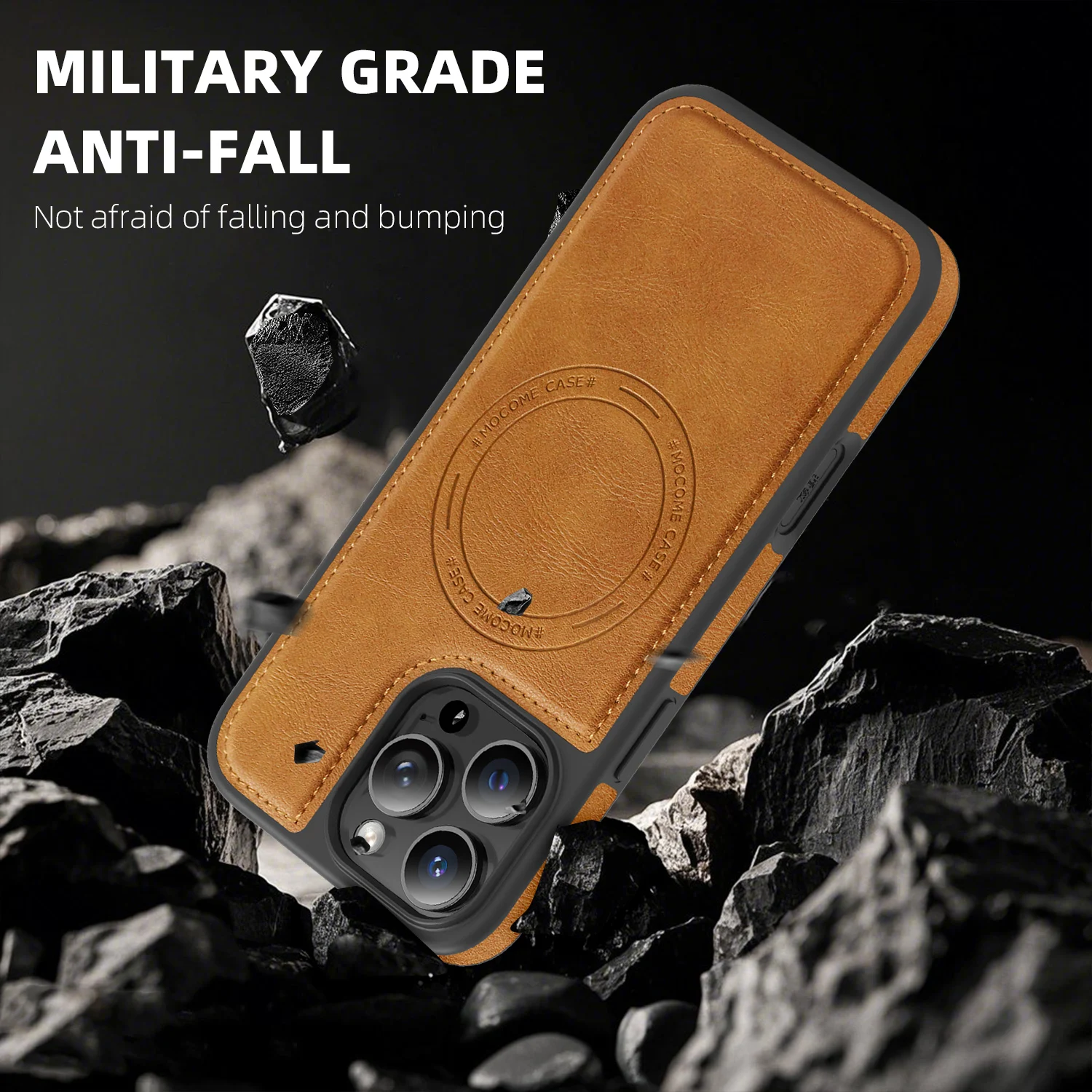 Magnetic Leather Phone Case with Camera Protection and Anti-Fall Soft Back Cover