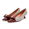 High-Heeled Shoes Elegant Fashion Female Commuting Low Heeled Shoes British Style Patchwork Design Lady Pointed Shoes 1