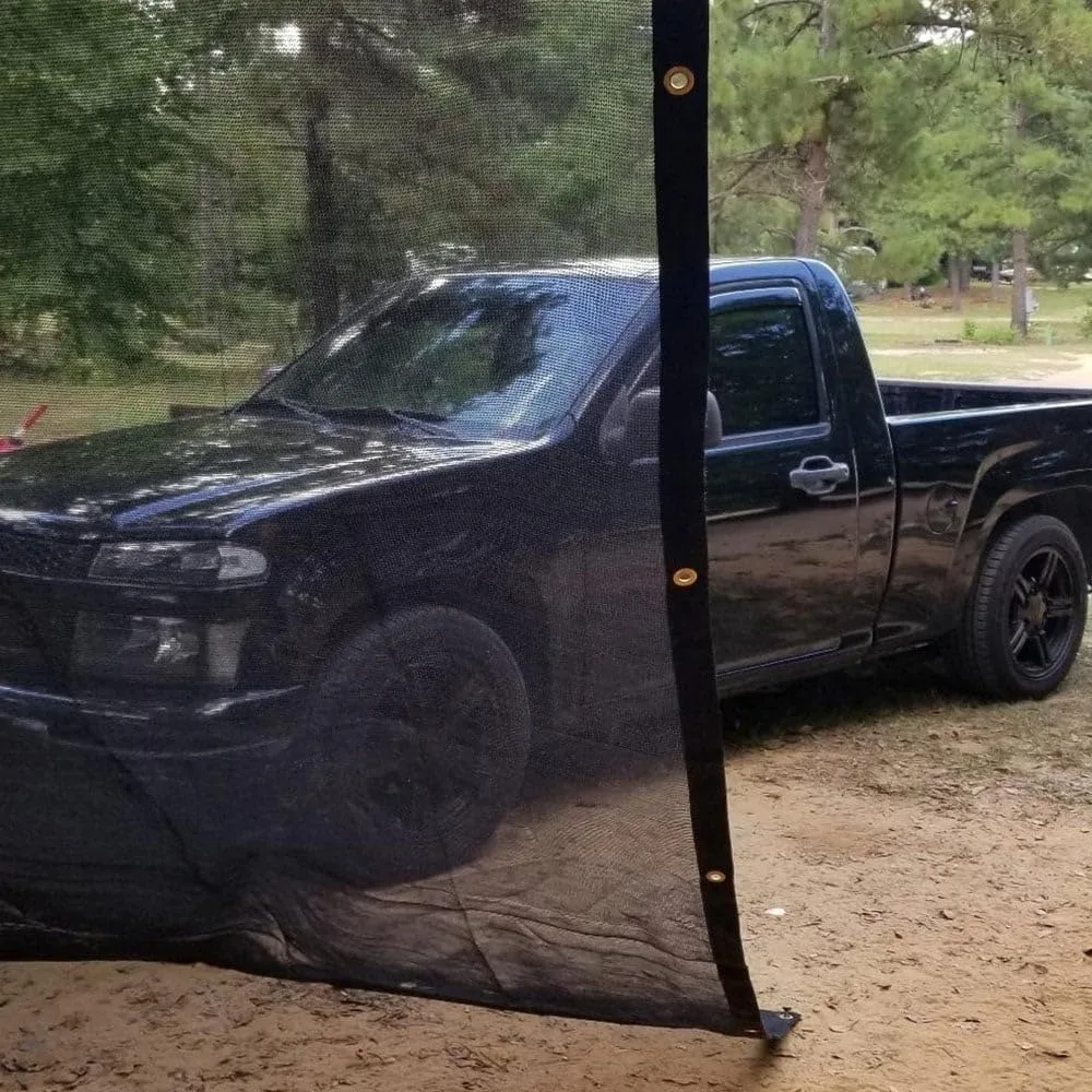 10'x22' Black 70% Shade Mesh Tarp for Outdoor w/Grommets - 6 Oz Extra Durable Heavy Duty Mesh Tarps for Dump Truck, Rolloff Tru