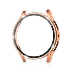 Bling Diamond Rhinestone Watch Protector with Tempered Glass Screen Film - 40mm (Rose gold)
