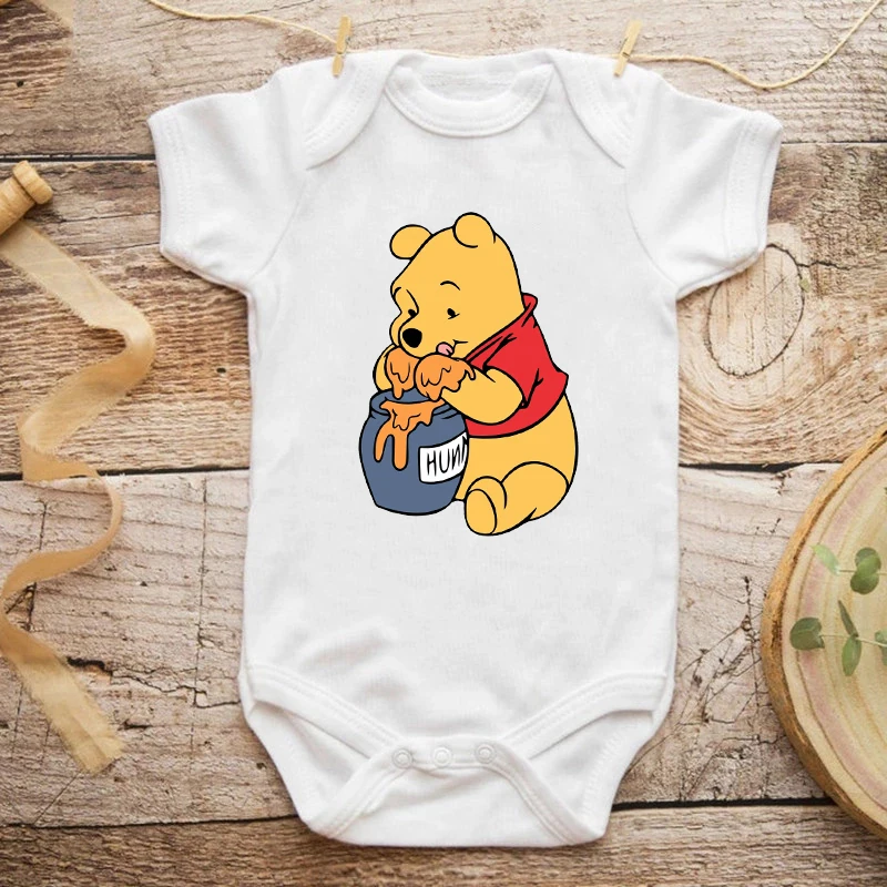 Winnie The Pooh Disney Bear Baby Bodysuit Newborn Short Sleeve Romper Toddler Boys Girls Jumpsuit Clothes Body Ropa Baby Onesies 1