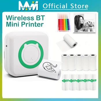 휴대용 미니 무선 감열식 프린터, BT 203dpi, 사진 라벨, 메모, 잘못된 질문, USB 케이블로 인쇄, 휴대용