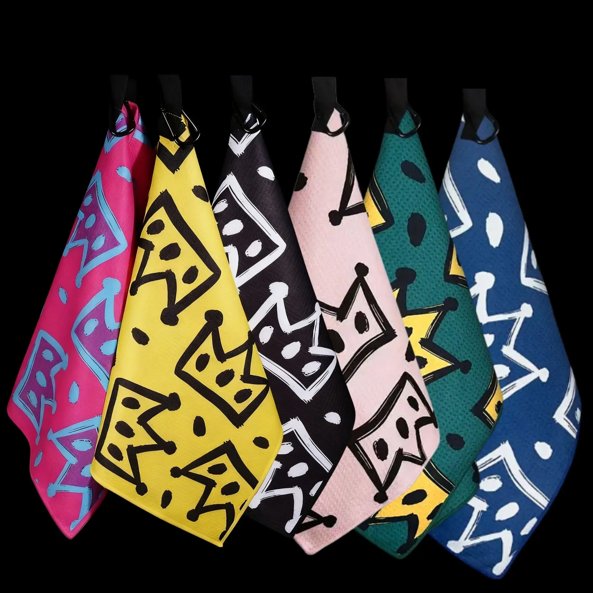 Fashionable Crown Golf Towel 40x60cm Large Size Quick-Drying Super Absorbent Waffle Fabric Golf Bowling Lovers' Creative Gift