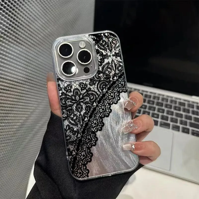 Korean Ins Style Simple Lace Feather Texture Phone Case