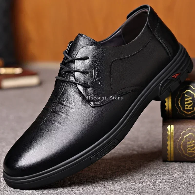 

Туфли мужские деловые кожаные, повседневные лоферы, Классическая обувь для офиса, плоская подошва, оксфорды для вождения, 38-44