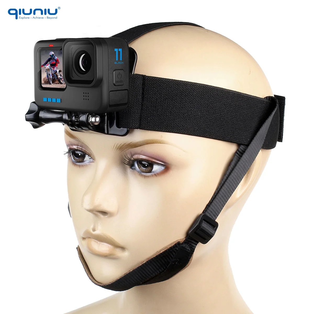 QIUNIU Head Strap Belt Harness Mount with Chin Strap for GoPro Hero 12 11  10 9 8 7 6 5 DJI Osmo Action Camera Go Pro Accessories