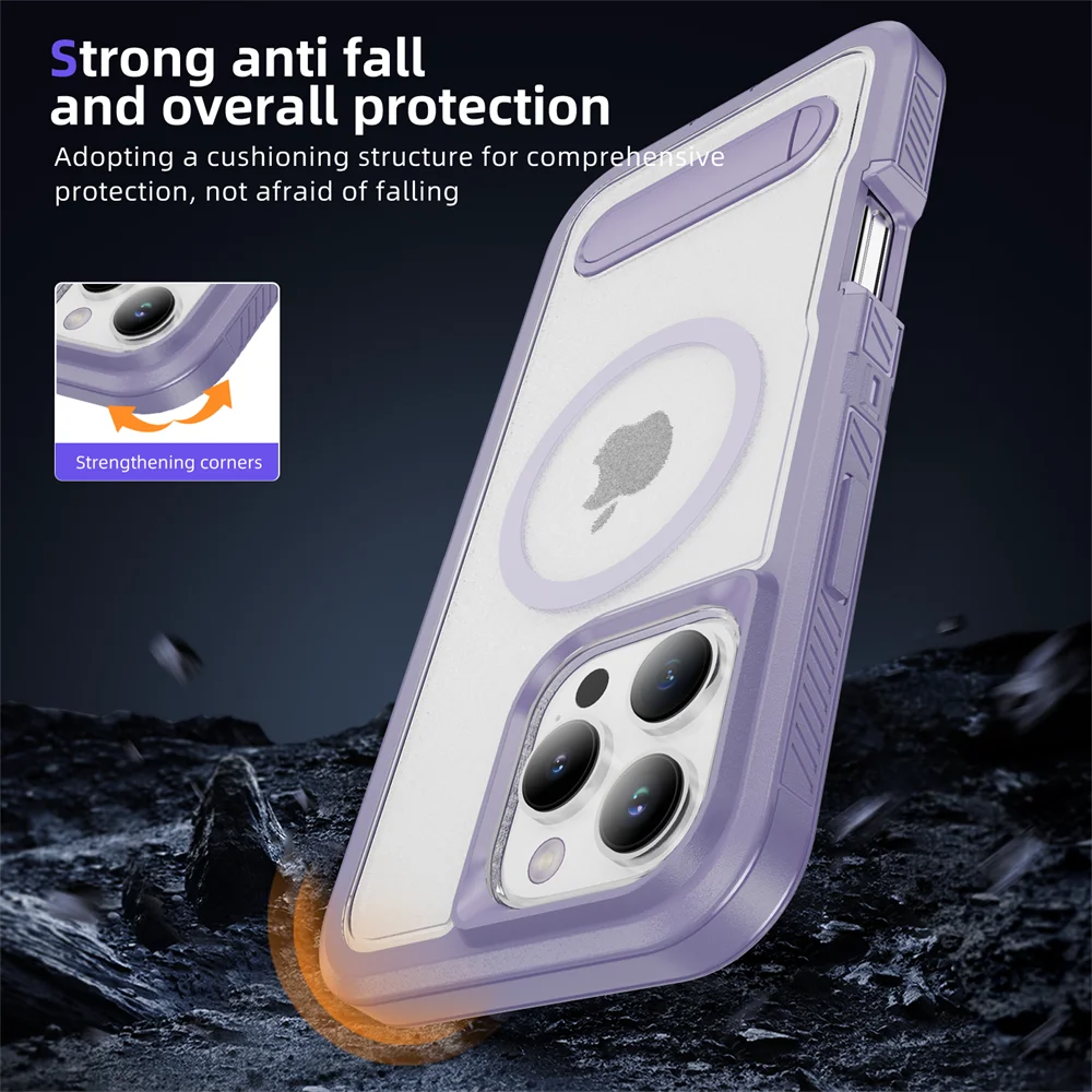Premium Magnetic Armor Folding Stand Phone Case with MagSafe Compatibility