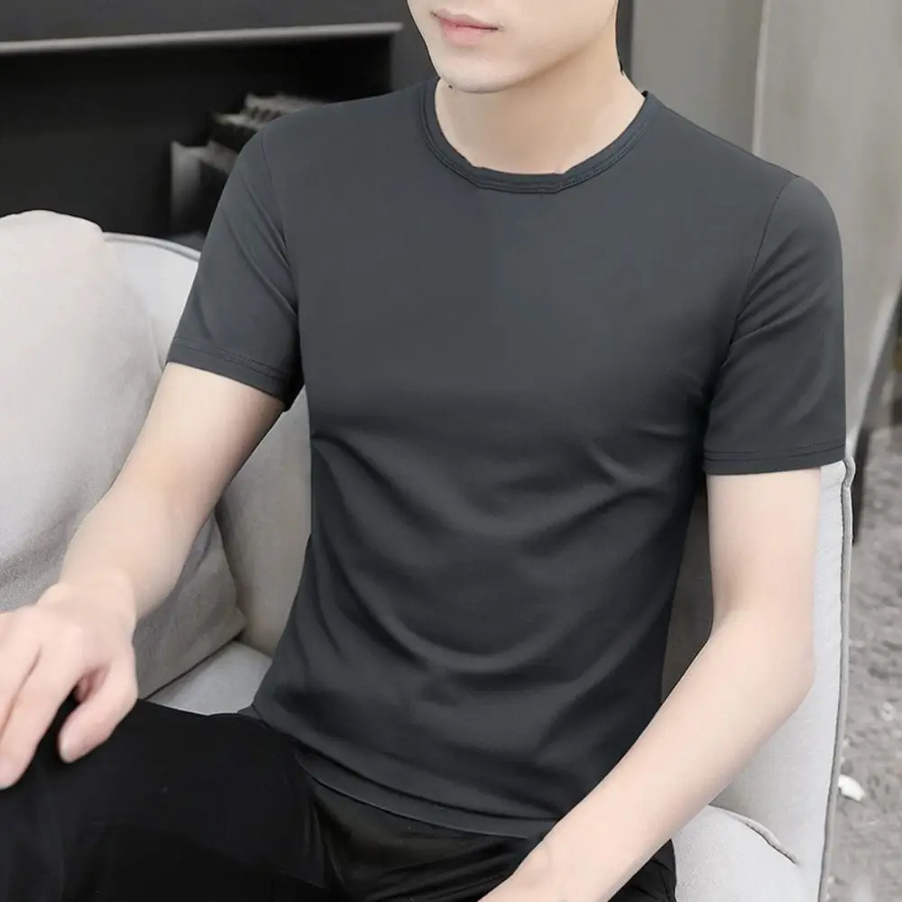 Description Picture 5 of itemNew Round Neck T Shirts for Men Simple Quick Dry Short Sleeve T-shirt Bottoming Shirt Large Size Men's Basic T-shirt Male