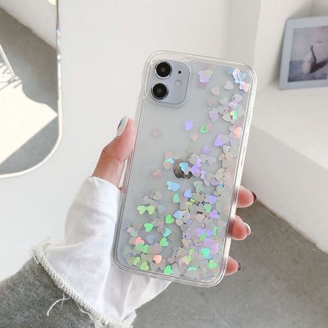 Quicksand Cover for iPhone 13 12 11 Pro Max Liquid Hard Phone Shell for iPhone 6 6S 7 8 Plus X XR XS Cute Apps Icon Case