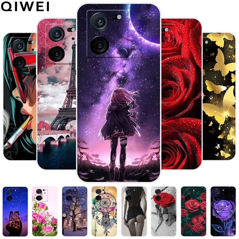 Per Xiaomi 13 T 5G Custodia 13 T Pro Flowers Silicon Soft Coque Per Xiaomi 13 T Pro 13 T 13 T Pro Cover Per Telefono 6.67 ''Clear Etui Tpu Capa