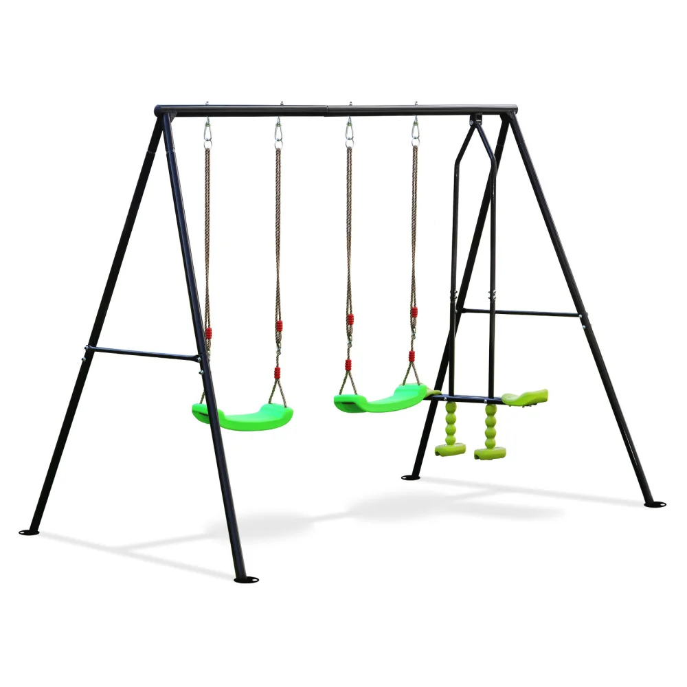 Swing Sets for Backyard 550LBS 3 Seat, Swingset Outdoor for Kids, Swing Set with Glider, 2 Blet Swings 2