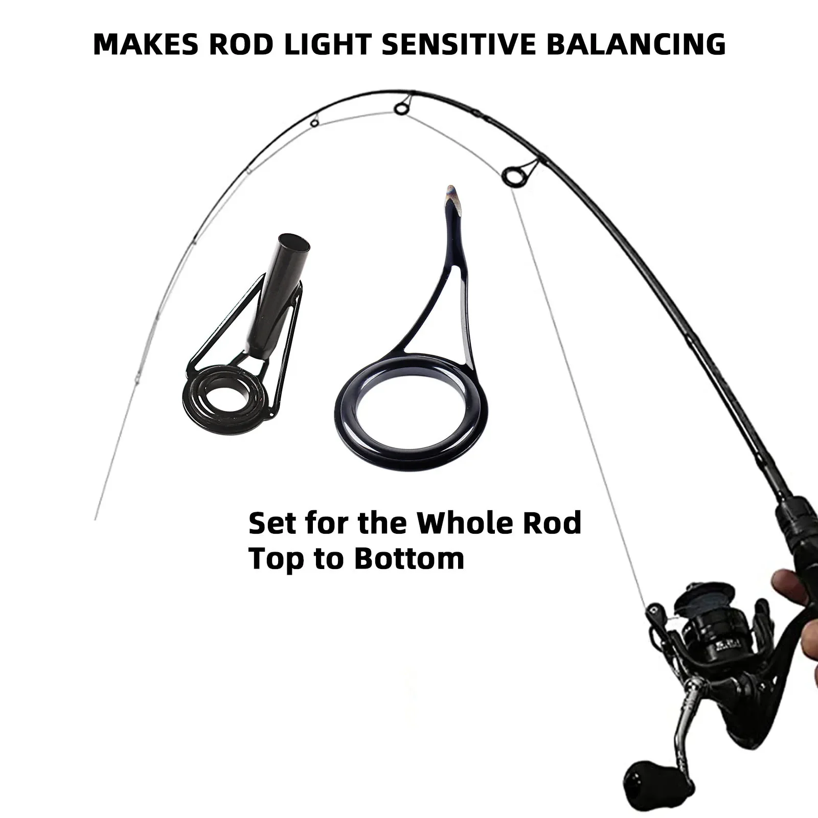 8pcs Fishing Tackle Ceramic Repair Set Fishing Rod Guide Tip Fishing Pole  Circle Ring Eye Guide Wire Loop Fishing Accessories