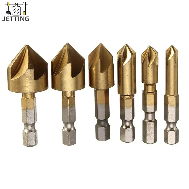 

3PCS 6/8/9/12/16/19mm 1/4 HSS Countersink Boring Drill Bit Set For Wood Metal Quick Change Drill Bit Tool Chamfer Drill Tools